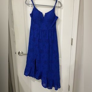 Guess Cotton Eyelet Asymmetric Midi Dress